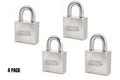 Solid Steel American Padlock- 4 Pack