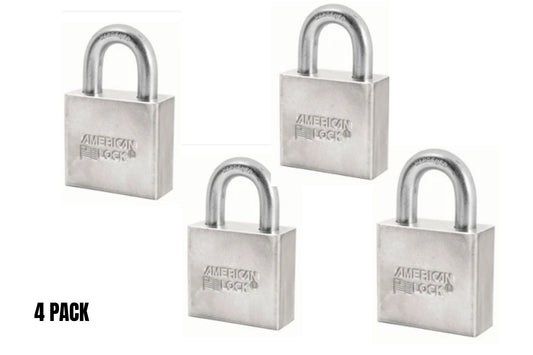 Solid Steel American Padlock- 4 Pack