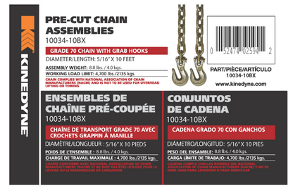 KINEDYNE 10' PRE CUT CHAIN WITH HOOKS