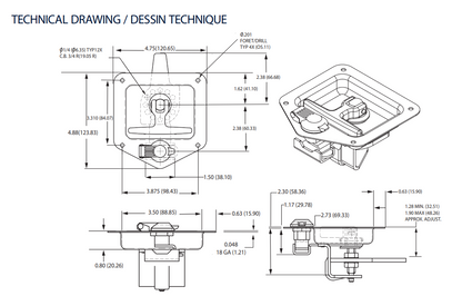 Recessed T Handle Door Handle Trailer Tongue/Tool Box