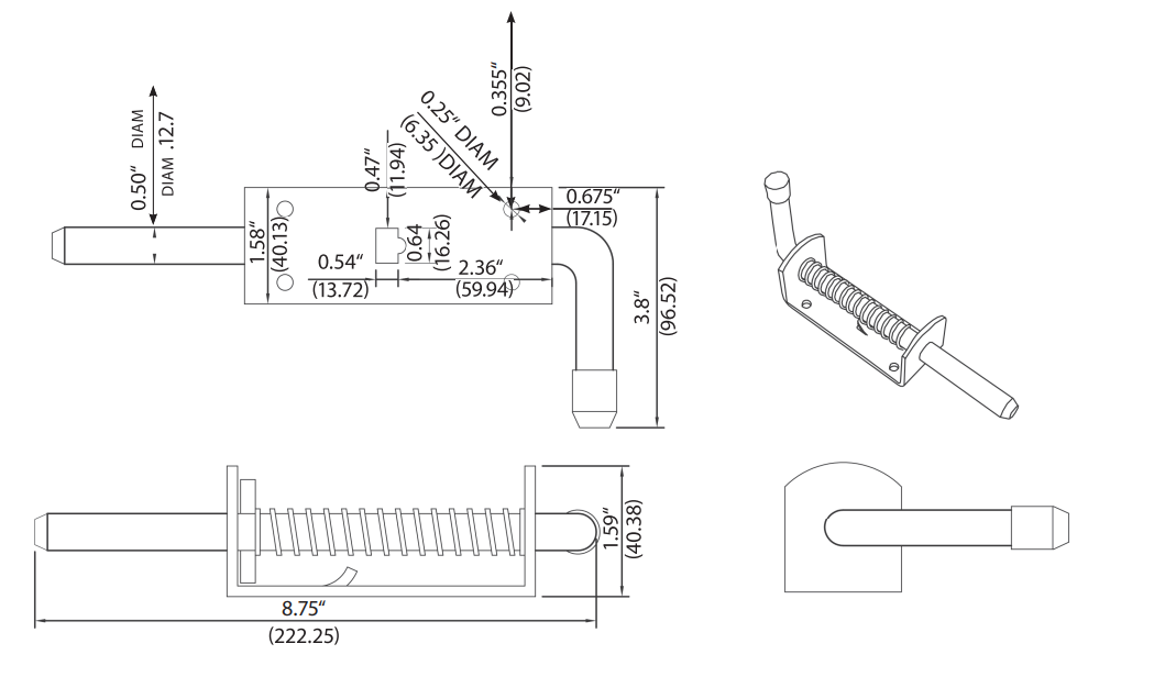 8.75" Spring Latch Bolt