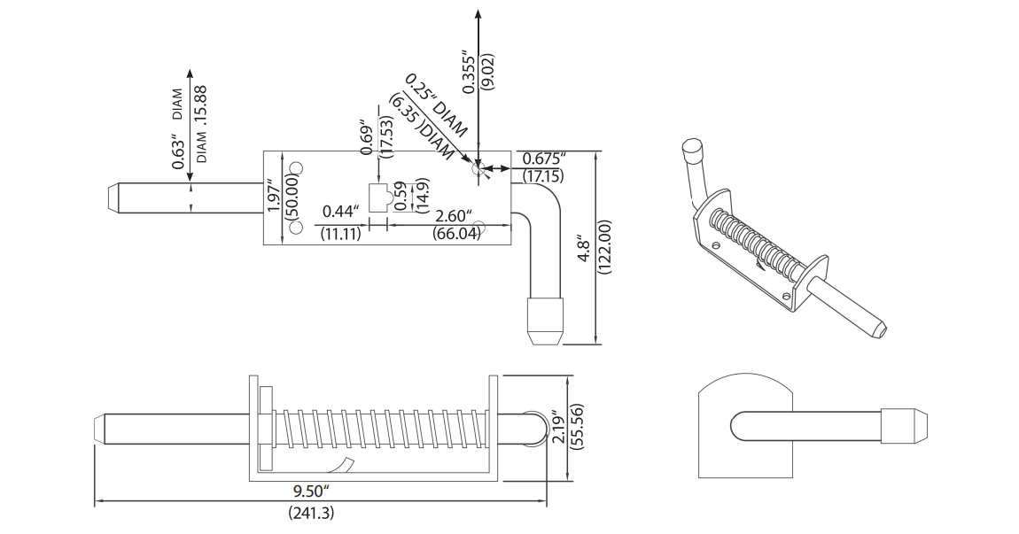 9.5" Spring Latch Bolt