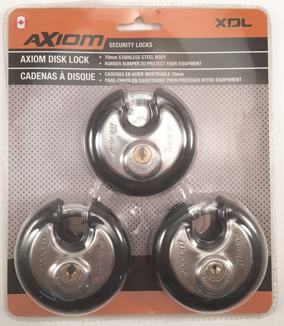Axiom Stainless Steel Disk Locks- 3 Pack